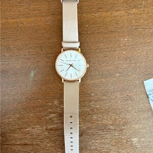 Michael Kors Beige Leather Strap Pyper Watch